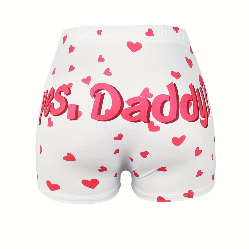 Playful Heart Print High Waist Women's Shorts